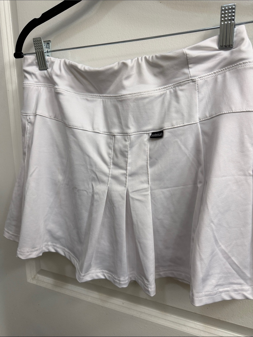 White Athletic Pleated Skort with Small Logo Tag